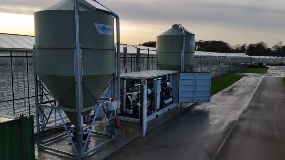 CHP unit on a protection cropping site. Image courtesy of NFU Energy